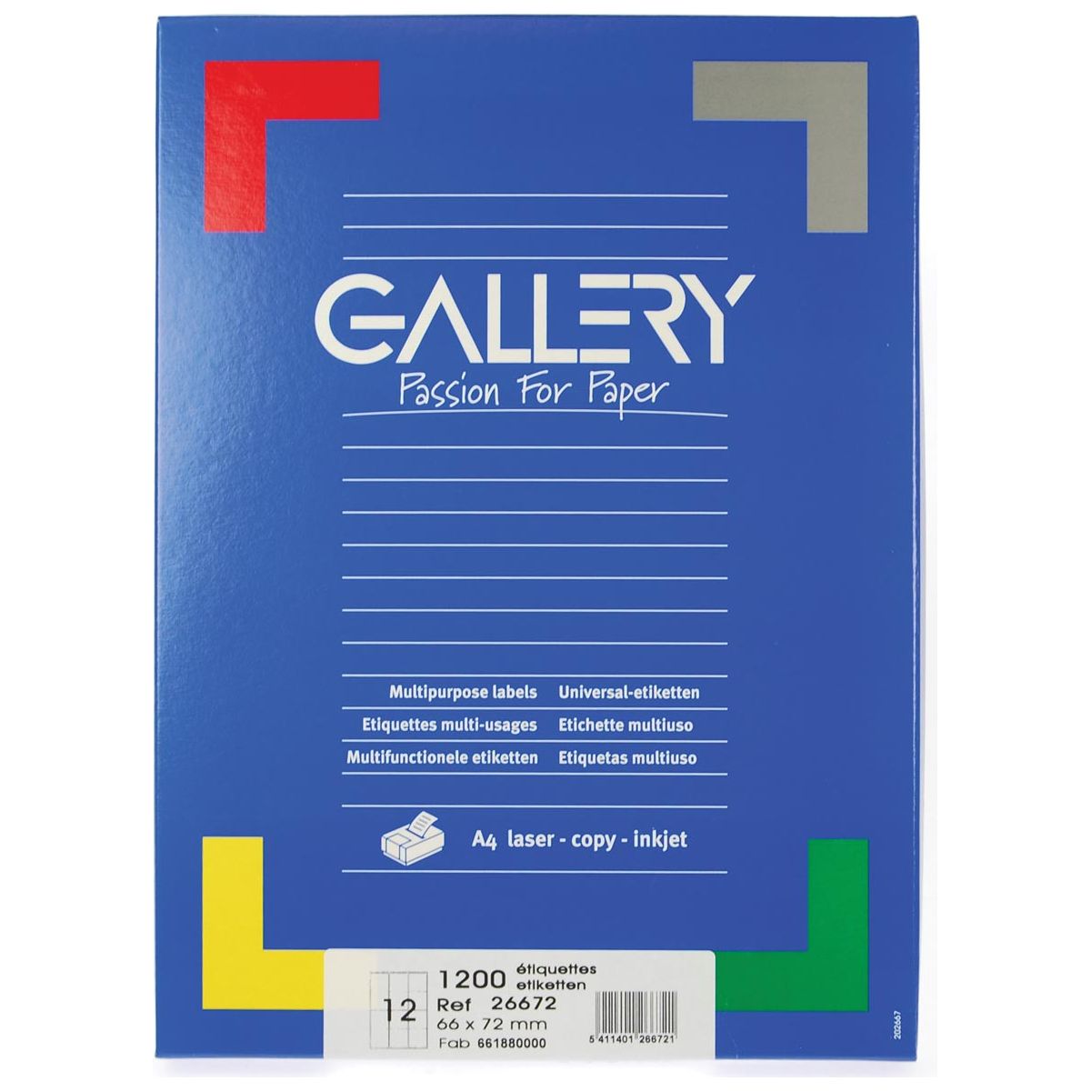 Galerie - Galerie White Labels Ft 66 x 72 mm (B x H), Runde Ecken, Schachtel mit 1.200 Etiketten