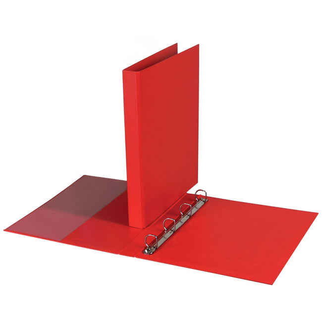 Quantore - Raccoglitore ad anelli A4 4 anelli D-mech 20mm PP rosso | 20 pezzi