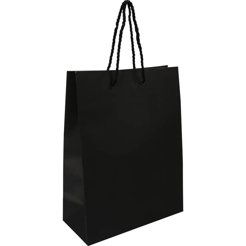 Klika -  Tas | Papier | met koord | 22x 10x29cm | draagtas | zwart | 100 stuks