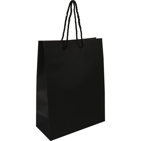 Klika -  Tas | Papier | met koord | 22x 10x29cm | draagtas | zwart | 100 stuks