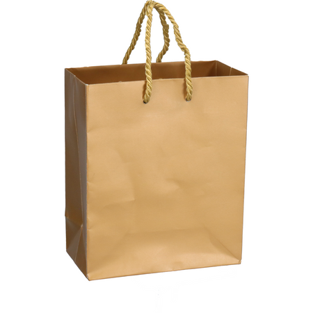 Klika - Tasche | Papier | mit Kordel | 16x8x19cm | Einkaufstasche | Gold | 100 Stück