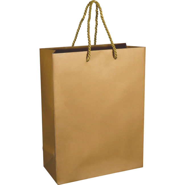 Neutro - Borsa | Carta | con cordino | 22x10x29 cm | borsa tote | oro/bianco | 100 pezzi