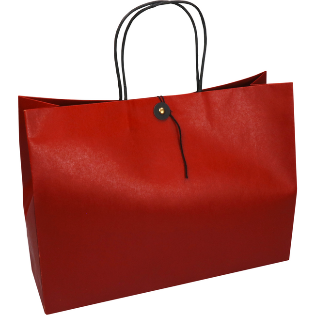 Klika - tas | Papier cordon en papier tordu Fermeture japonaise 32,5x 10x24cm | Sac de transport | Rouge | Sac de 10 pièces