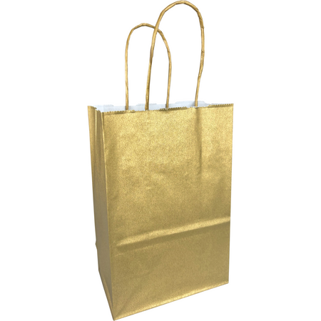 Klika -  Tas | Papier | gedraaid papieren koord | 14x 8x21cm | draagtas | goud | 400 stuks