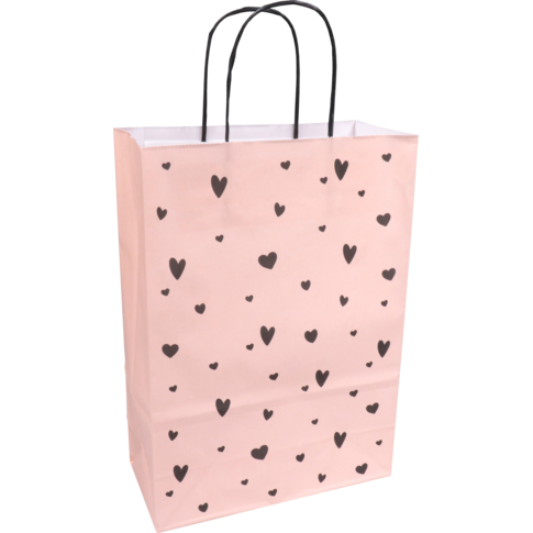 Klika - Tas | Papier | gedraaid papieren koord | 22x 10x31cm | draagtas | blush/zwart | 50 stuks