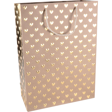Klika -  Tas | Love | Papier | 30x 12x42cm | draagtas | bruin/goud | 40 stuks