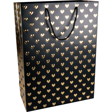Klika -  Tas | Love | Papier | 30x 12x42cm | draagtas | zwart/goud | 40 stuks