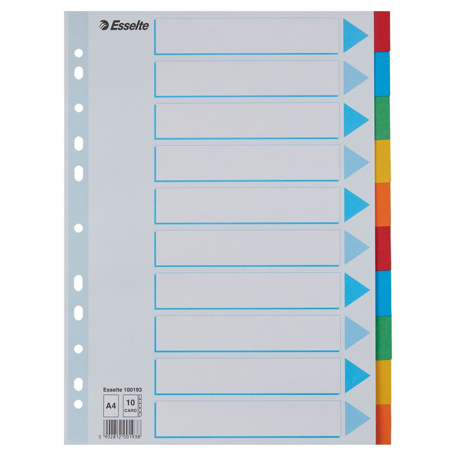 Esselte -  Tabbladen  stand a4 10dlg karton 11r ass | 10 stuks