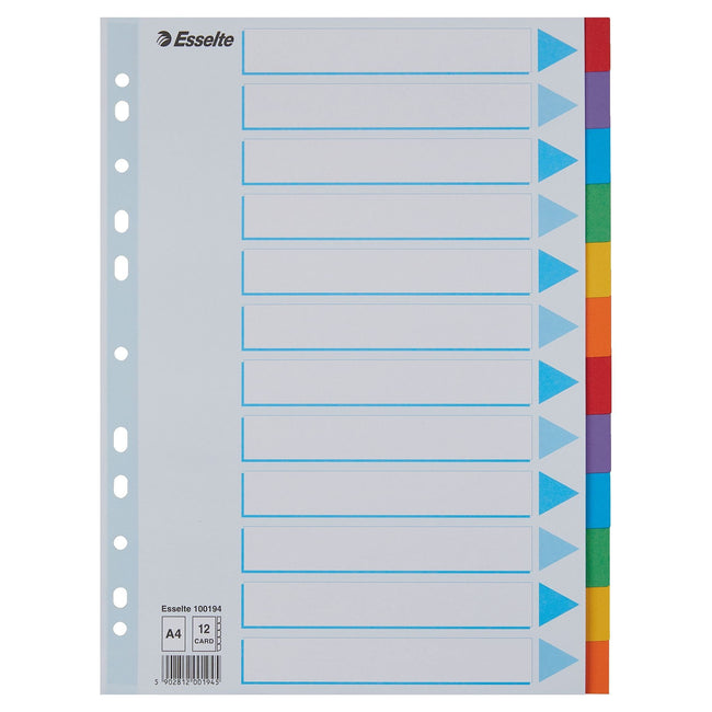 Esselte -  Multi-coloured Cardboard Dividers Blanco tabbladindex Doos