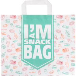 I'M Concept - Tas | I´M a SNACK | Papier | platte papieren handgreep | 32x 16x27cm | snacktas | wit | 250 stuks