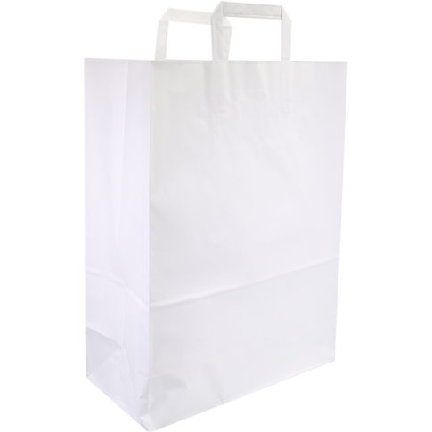 Klika - Tas | Papier | platte papieren handgreep | 32x 15x43cm | draagtas | wit | 250 stuks