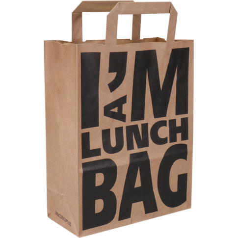 I'M Concept - Tas | I'M a LUNCH bag | Papier | platte papieren handgreep | 22x 10x28cm | draagtas | bruin | 250 stuks