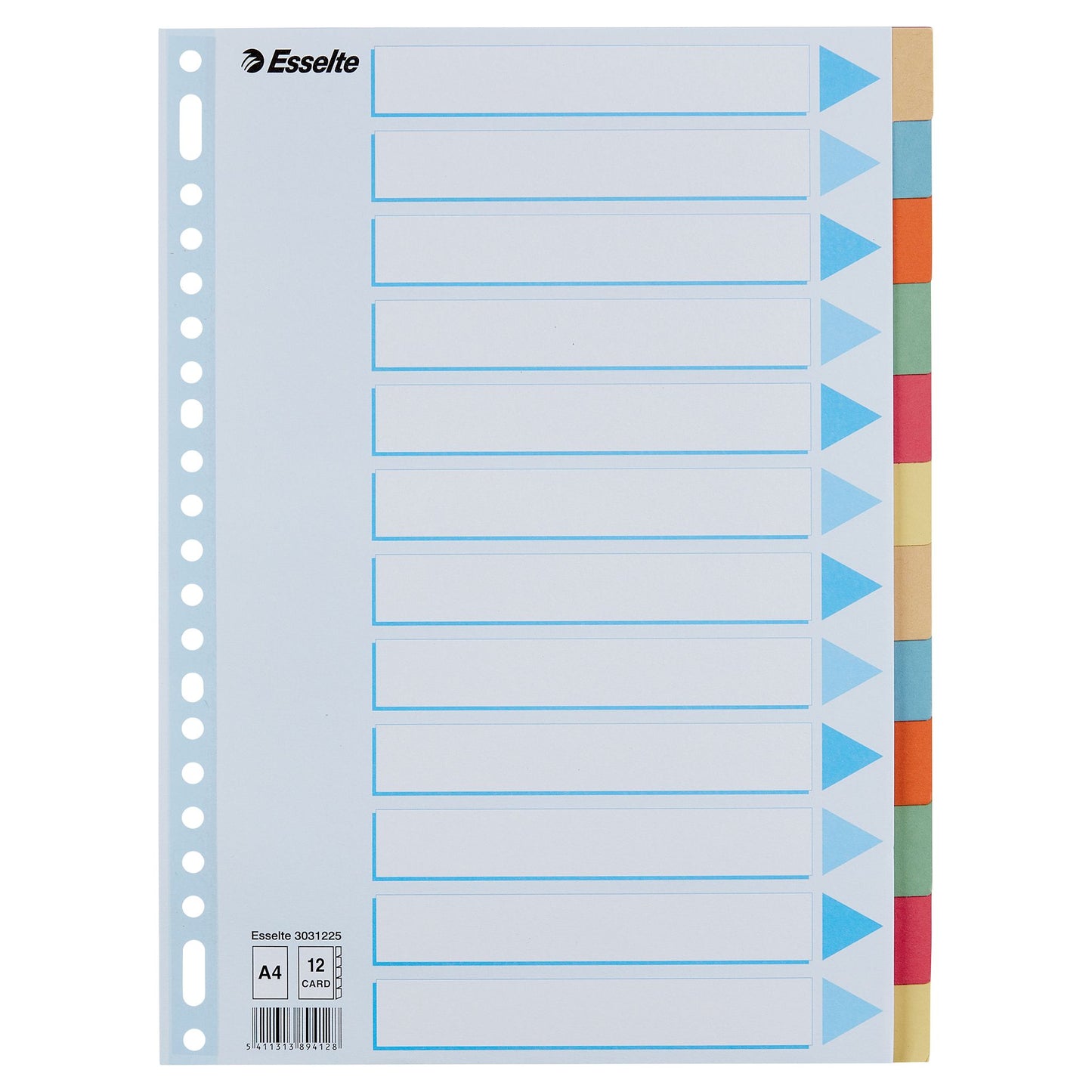 Esselte - Tabs A4 12-piece cardboard 23-ring assorted | 25 pieces