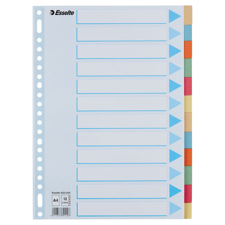 Esselte - Tabs A4 12-piece cardboard 23-ring assorted | 25 pieces