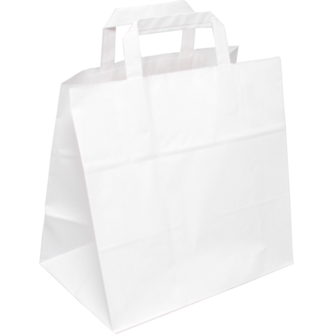 Klika - Tas | Papier | platte handgreep | 26x 17x25cm | snacktas | wit | 400 stuks