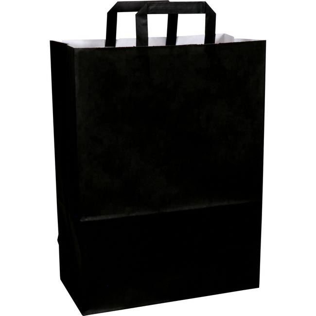 Klika - Tas | Kraftpapier Flachpapiergriff | 32x 16x43cm | Tragetasche | Schwarz und weiß 250 Stück