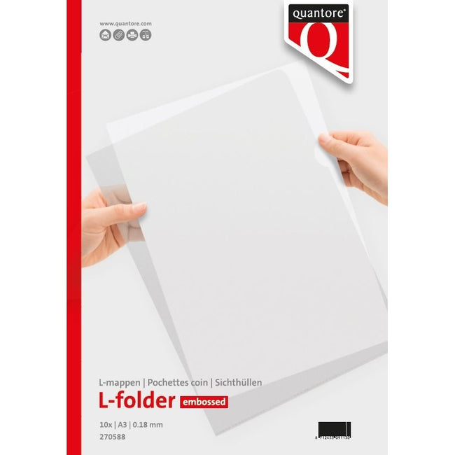 Quantore - Dossier à inserts modèle L A3 PP grain 0,18mm transparent | 50 pièces