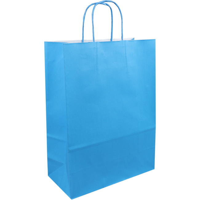 Klika - Tas | Papier | gedraaid papieren koord | 26x 12x35cm | draagtas | skyblauw | 50 stuks