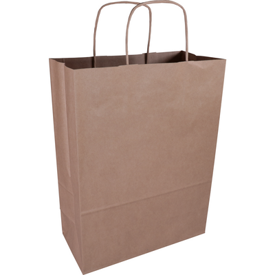 Klika - Tasche | Kraftpapier | gedrehte Papierschnur | 26x 12x34cm | Einkaufstasche | braun | 100 Stück