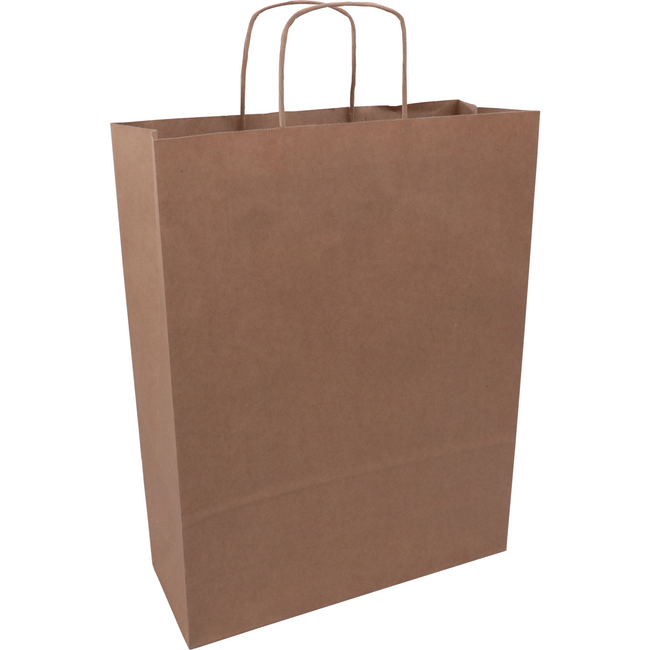 Klika - Bolsa | Papel kraft | cordón de papel retorcido | 32x12x41cm | bolso de mano | marrón | 100 piezas