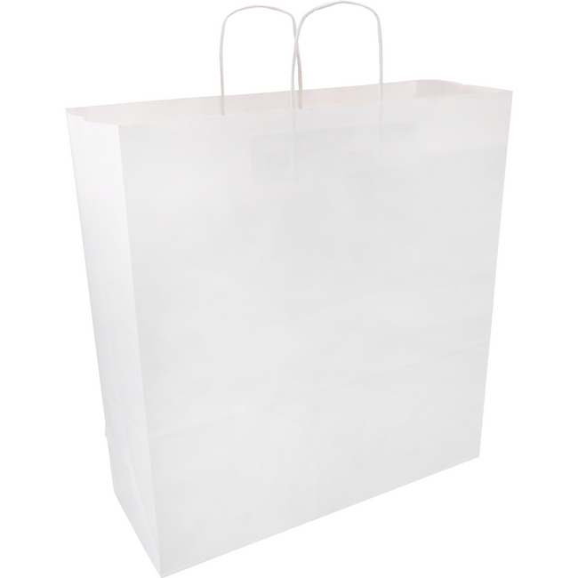 Klika - Bolsa | Papel kraft | cordón de papel retorcido | 45x 17x48cm | bolso de mano | blanco | 100 piezas