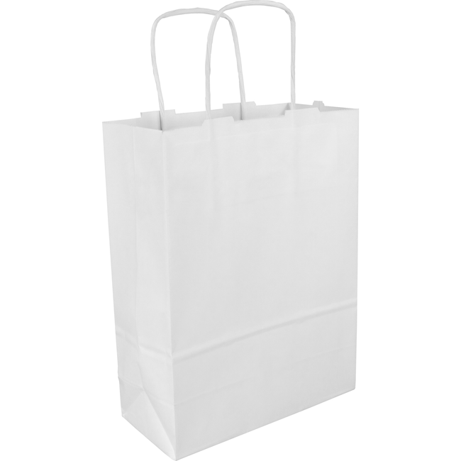 Klika - tas | papier kraft cordon en papier tordu 18x 8x24cm | Sac de transport | Blanc | 100 pieces