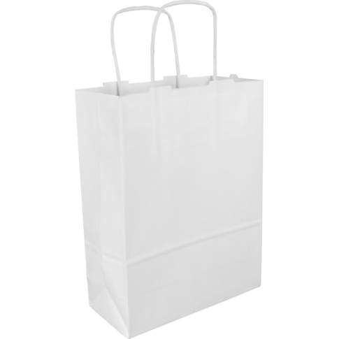 Klika - tas | papier kraft cordon en papier tordu 18x 8x24cm | Sac de transport | Blanc | 100 pieces