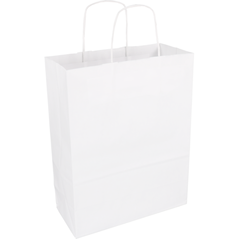 Klika - tas | papier kraft cordon en papier tordu 26x 12x34cm | Sac de transport | Blanc | 100 pieces