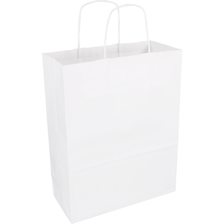 Klika -  Tas | Kraftpapier | gedraaid papieren koord | 26x 12x34cm | draagtas | wit | 100 stuks