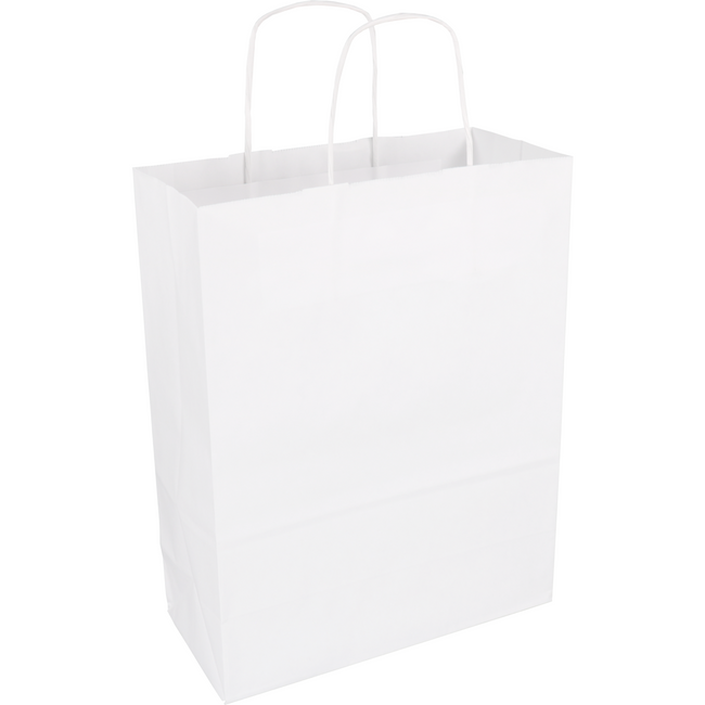 Klika - tas | papier kraft cordon en papier tordu 26x 12x34cm | Sac de transport | Blanc | 100 pieces