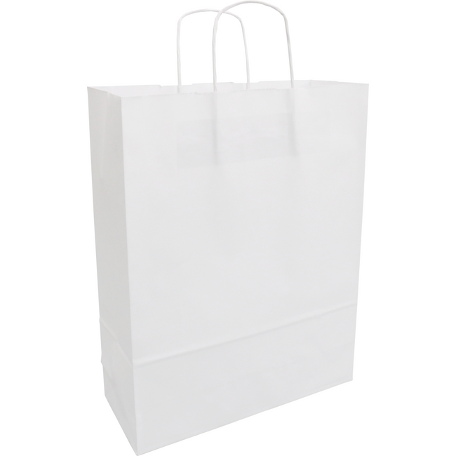 Klika - Tas | Kraftpapier | gedraaid papieren koord | 32x 12x41cm | draagtas | wit | 100 stuks