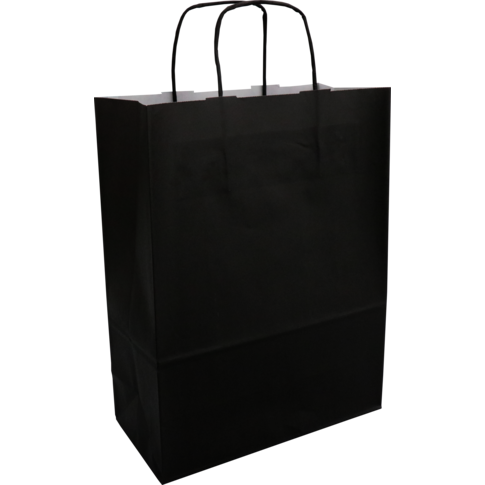 Klika - tas | papier kraft cordon en papier tordu 26x 12x35cm | Sac de transport | Noir | 100 pieces