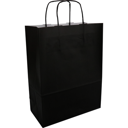 Klika -  Tas | Kraftpapier | gedraaid papieren koord | 26x 12x35cm | draagtas | zwart | 100 stuks