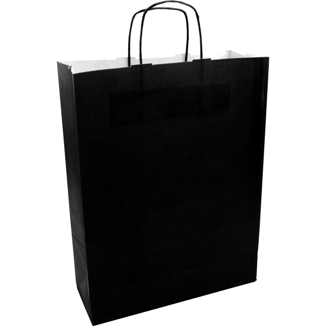 Klika - Bolsa | Papel kraft | cordón de papel retorcido | 32x12x41cm | bolso de mano | negro | 100 piezas