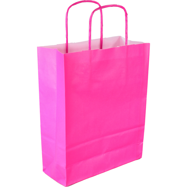 Klika - Tas | Kraftpapier | gedraaid papieren koord | 18x 8x22cm | draagtas | roze | 50 stuks