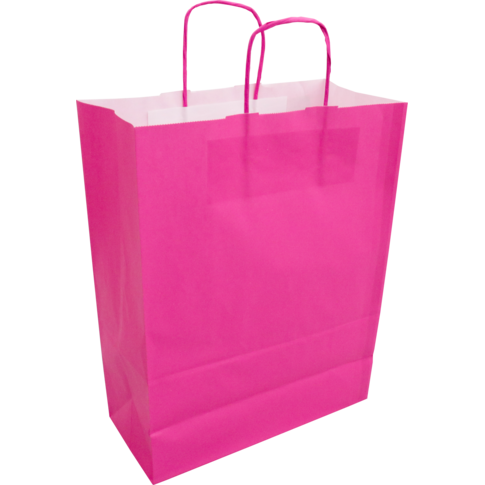 Klika - tas | papier kraft cordon en papier tordu 26x 12x35cm | Sac de transport | Rose | 50 pièces