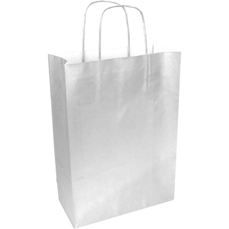 Klika -  Tas | Kraftpapier | gedraaid papieren koord | 24x 11x33cm | draagtas | zilver | 250 stuks