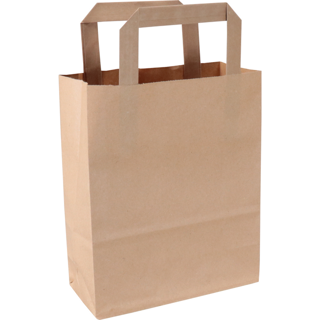 Klika - Tas | Papier | platte handgreep | 18x 8x22cm | draagtas | bruin | 250 stuks