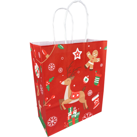 Klika -  Tas | Hert | Papier | gedraaid papieren koord | 18x 8x22cm | draagtas | rood | 300 stuks