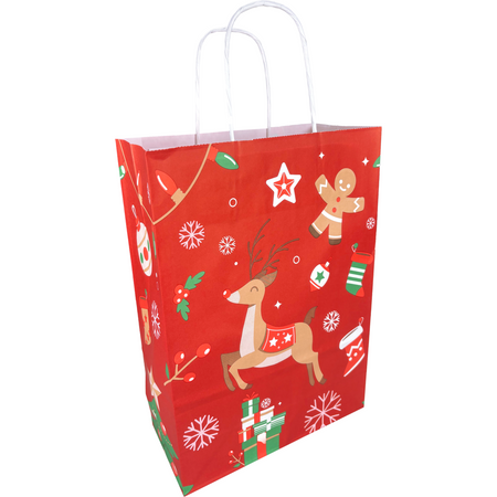 Klika -  Tas | Hert | Papier | gedraaid papieren koord | 22x 10x31cm | draagtas | rood | 250 stuks