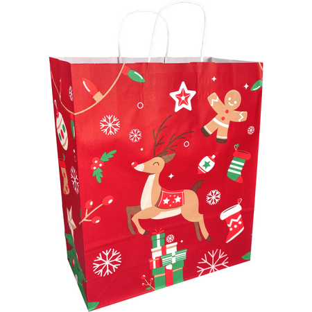 Klika -  Tas | Hert | Papier | gedraaid papieren koord | 32x 12x41cm | draagtas | rood | 200 stuks