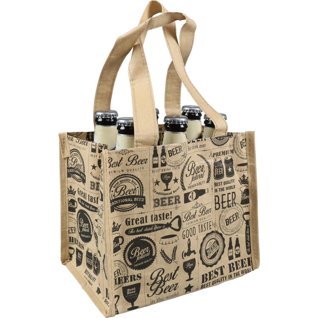 Klika - Tas | Best Beer | PP | luxueuze draagtas | reusable | 21x 14x18cm | bier | bruin | 10 stuks