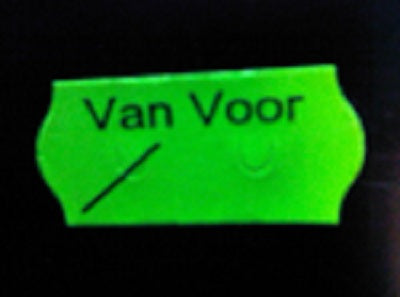 Klika -  Etiket 2612 fl.groen perm VAN VOOR 54000