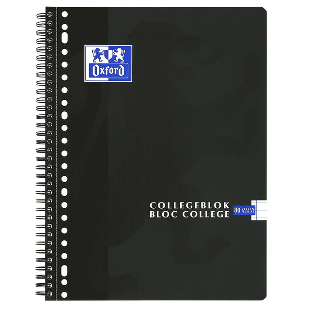 Oxford - Collegeblock Schule A4+ Linie 23-Loch 160 Seiten 80gr schwarz