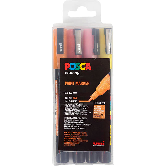Posca -  Paintmarker uni  pc3m f 4st glitter warm