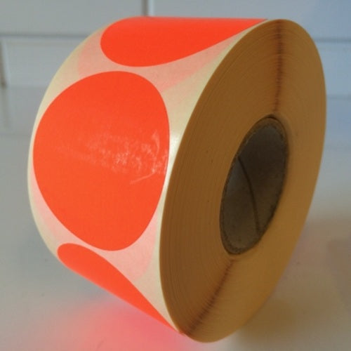 Klika - Etichetta 50 mm rotonda rosso fluo 1000 rotolo 15 pezzi