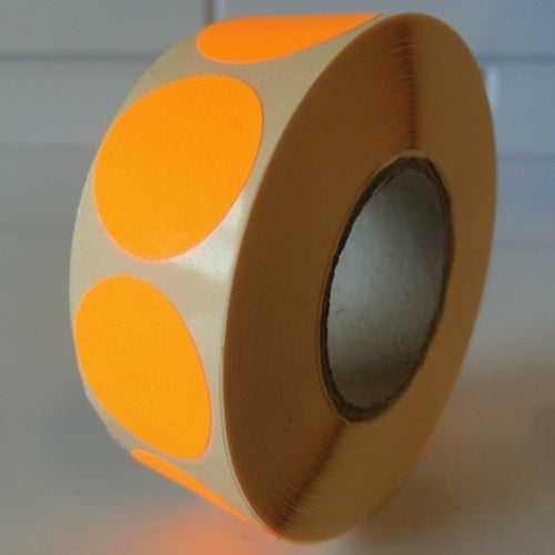 Klika - Etichetta 25 mm rotonda arancione fluorescente rotolo 1000 30 pezzi