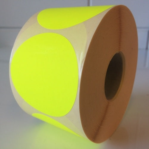 Klika -  Etiket 65 mm rond fluor geel 1000 rol