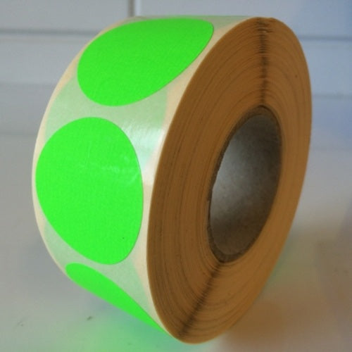 Klika - Etichetta 35 mm rotonda verde fluo 1000 rotolo 30 pezzi