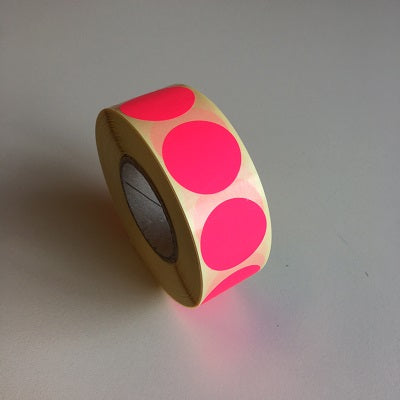 Klika - Label 25 mm round fluoro pink 1000 roll 30 pieces
